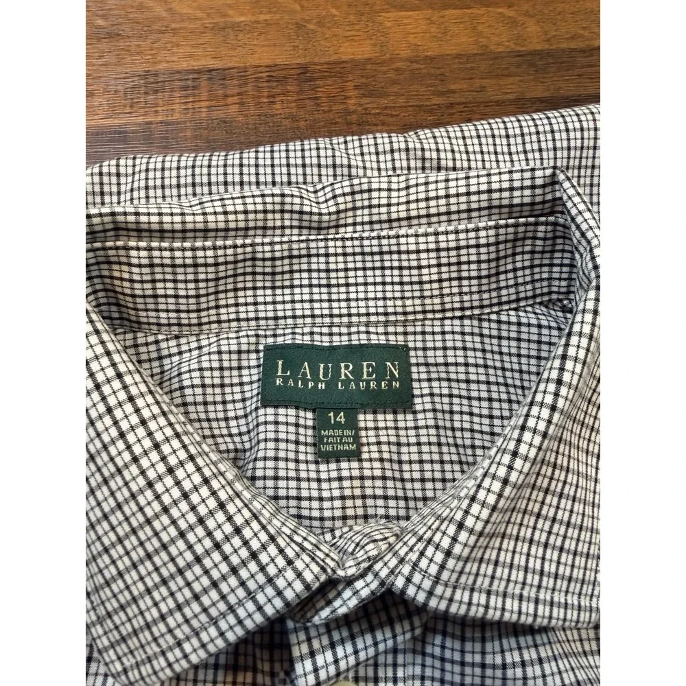Vintage boys LRL Ralph Lauren button up plaid oxford size 14. LRL pocket logo